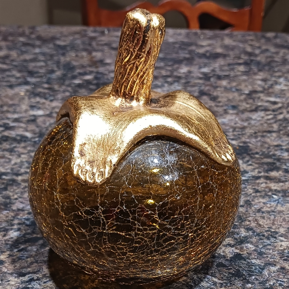 Golden cracked glass paper weight